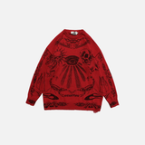 Effortless Rose Eye Scorpion Print Knitted Sweater