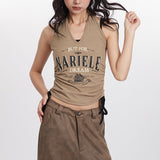 Vintage Halter Drawstring Tank Top