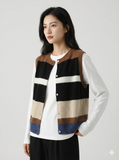 Striped Multicolor Cashmere Sleeveless Cardigan