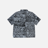 Vintage Style Letter Full Print Casual Short Sleeve Shirt