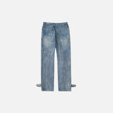 Multi-pocket Retro Ankle Zipper Denim Pants