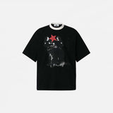 Oversized Cat Print Short-sleeved T-shirt