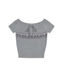 Off-Shoulder Knit Bow Top