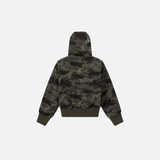Camouflage Lined Cashmere Faux Furr Hooded Jacket