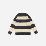 Back view of the khaki Classic Cable Knit Sweatshirt in a gray background