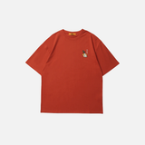 Oversize Japanese Kanji Letter Embroidered Drink T-Shirt