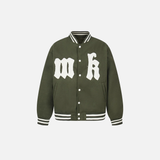 Quilted Stand Collar Letter Patch Varsity Jacket