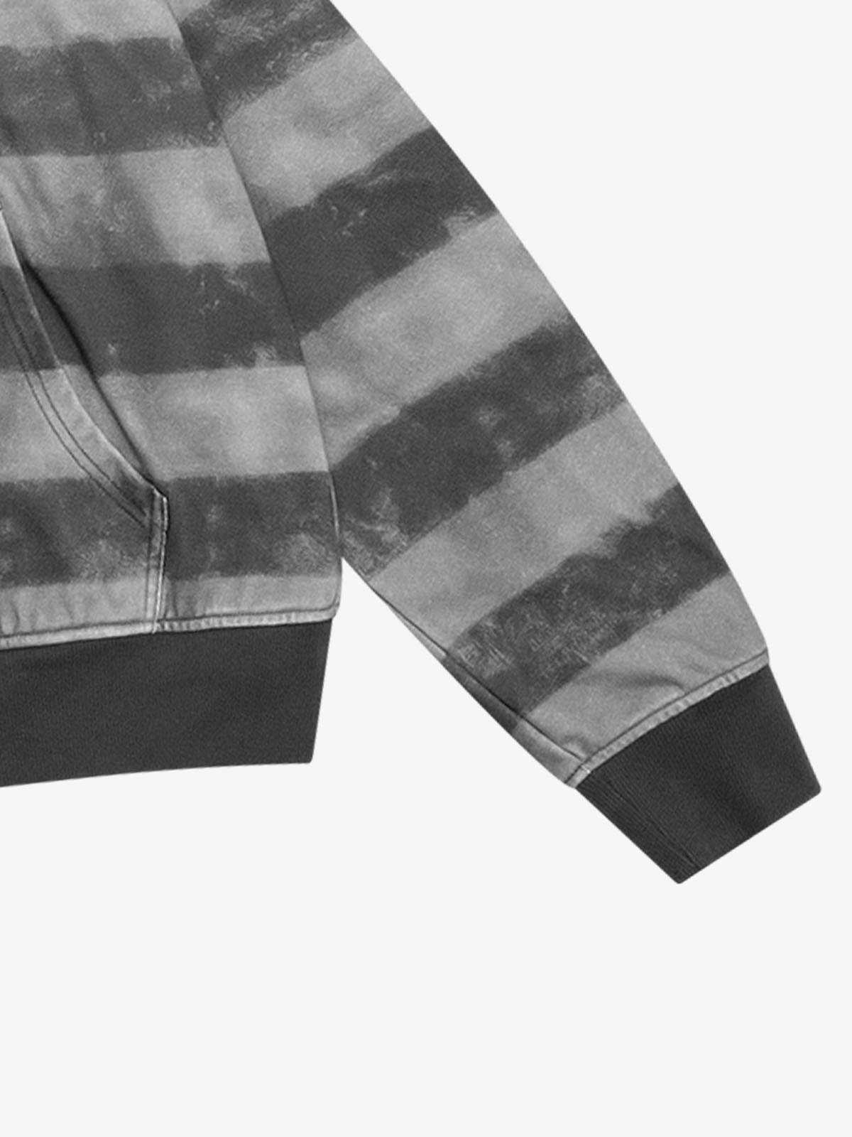 Distressed Star Stripe Graphic Zip-Up Hoodie; Gray / S, Gray / M, Gray / L, Gray / XL