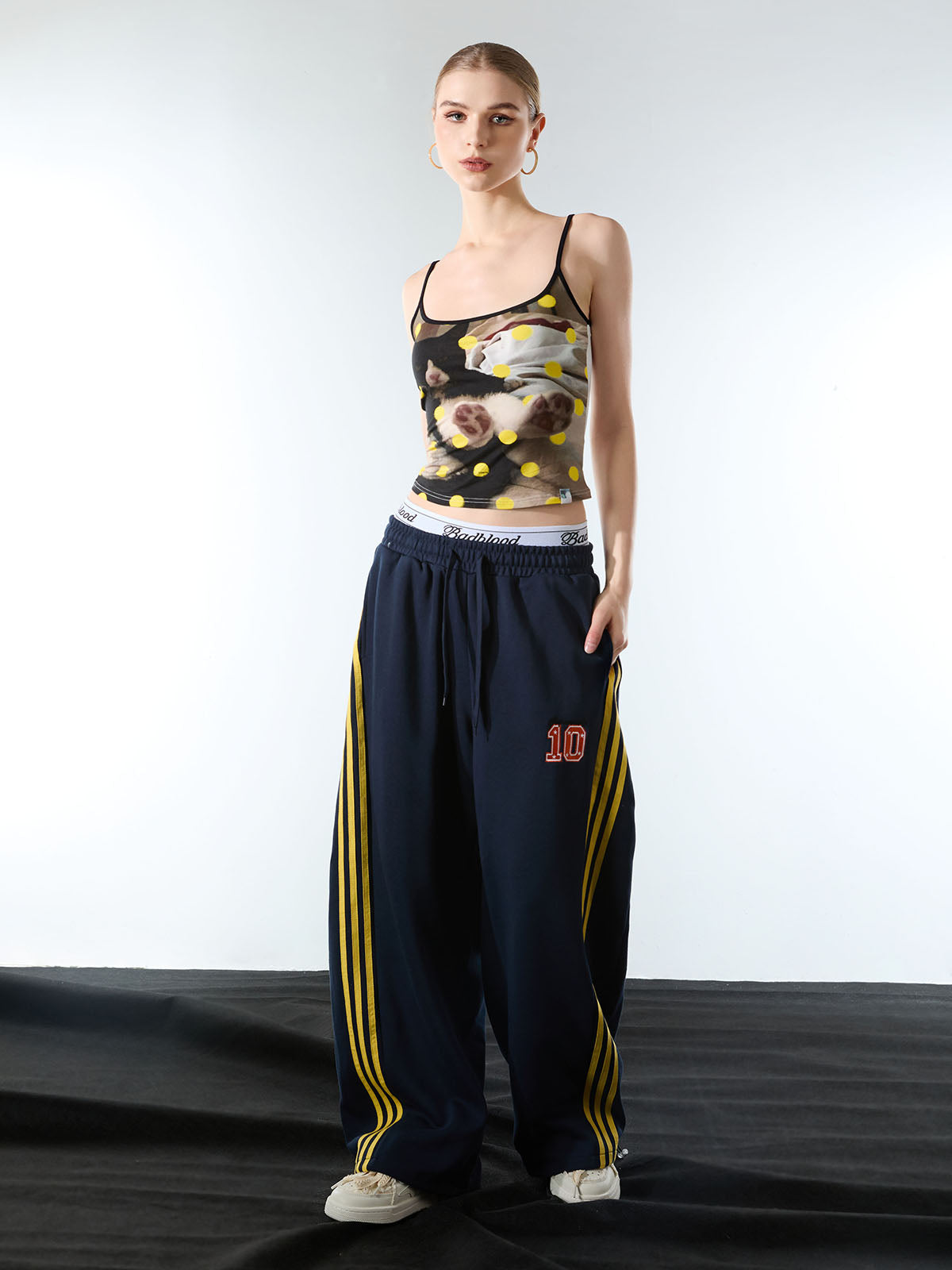 Fleece Vintage Side Stripe Drape Paratrooper Machete Wide Leg Pants - 2488; Dark Blue / S, Dark Blue / M, Dark Blue / L, Dark Blue / XL, Dark Blue / 2XL, Dark Blue / 3XL