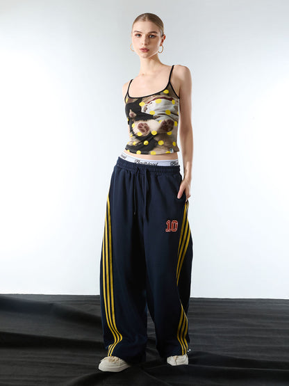 Fleece Vintage Side Stripe Drape Paratrooper Machete Wide Leg Pants - 2488; Dark Blue / S, Dark Blue / M, Dark Blue / L, Dark Blue / XL, Dark Blue / 2XL, Dark Blue / 3XL