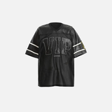 Mesh Embroidered Patchwork Jersey Polyester T-Shirt