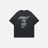 Fashionable Grunge Star Oversized Graphic Print T-Shirt
