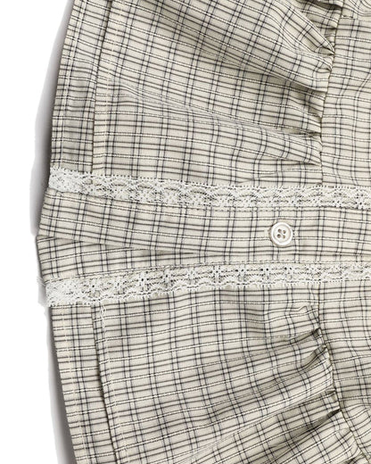 Plaid Peplum Short Sleeve Shirt