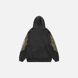 Back view of the black Mystic Warrior Hoodie in a gray background 