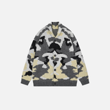 Winter Streetwear Camouflage Knitwear Cardigan