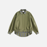 Casual Plaid Patchwork Shirt Fake Collar Jacket