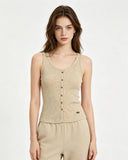 Essential Ribbed Button Tank Top