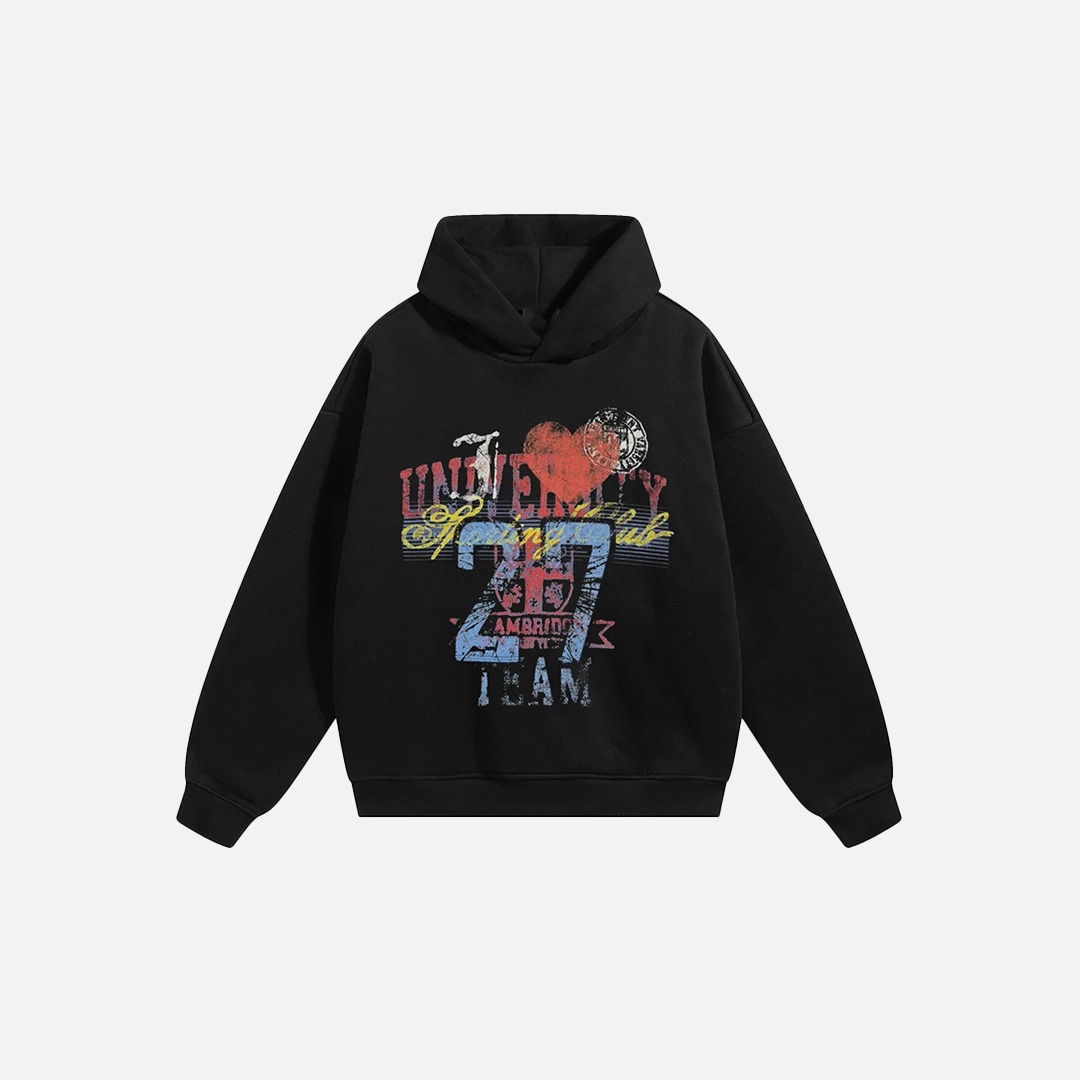 Chic Side Pockets Graffiti Graphic Hoodie