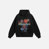 Chic Side Pockets Graffiti Graphic Hoodie