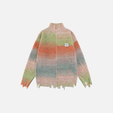 Lazy Style Colorful Gradient Knitwear Cardigan