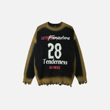 Flattering Tie Dye Distressed Knit Casual Sweater