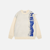 Y2K Easy Care Distressed Patchwork Knit Sweater