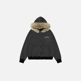 Cozy Striped Fleece Faux Fur Hooded Sweatshirt
