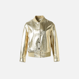 Golden Genuine Sheepskin Leather Jacket