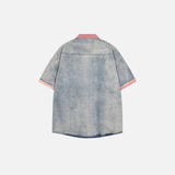 Retro Breathable Button-Up Washed Denim Shirt