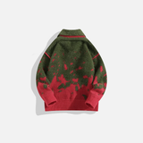 Christmas Contrast Color Lapel Knitwear Sweater