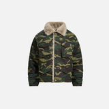 Camouflage Single Breasted Fur Collar Padded Jacket