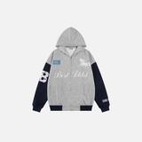 Streetwear Retro Letter Print Contrast Paneled Sweatshirt