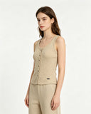 Essential Ribbed Button Tank Top