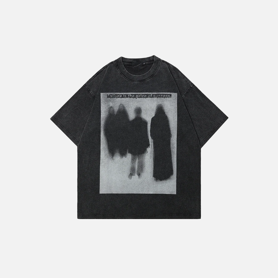 Gothic Washed Black Hip Hop Short Sleeve T-Shirt
