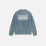 Durable Distressed Embroidered Denim Jacket