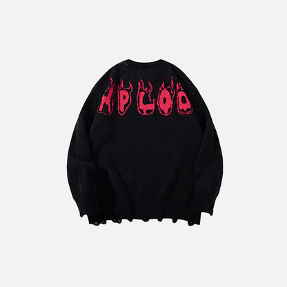 Trendy Skulls Graphic Oversized Knit Sweater