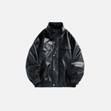 Fashionable Classic Stand Collar Leather Biker Jacket