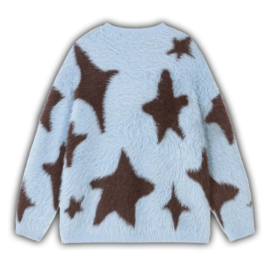 Star Fuzzy Knit Black