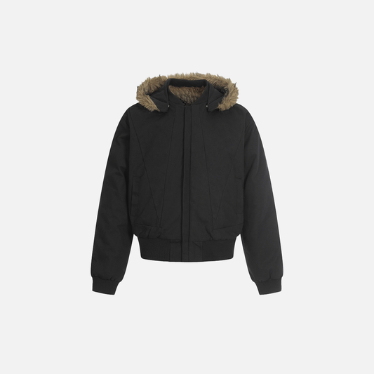 American Solid Color Cashmere Fur Hooded Jacket