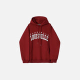 Red Vintage Letter Print Hoodie