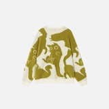 Back view of the yellow Mystic Cat Silhouettes Sweater in a gray background