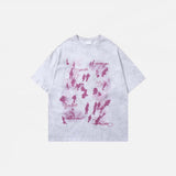 Front view of the white Graphic Printed Grunge T-Shirt in a gray background