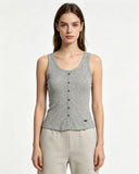 Essential Ribbed Button Tank Top