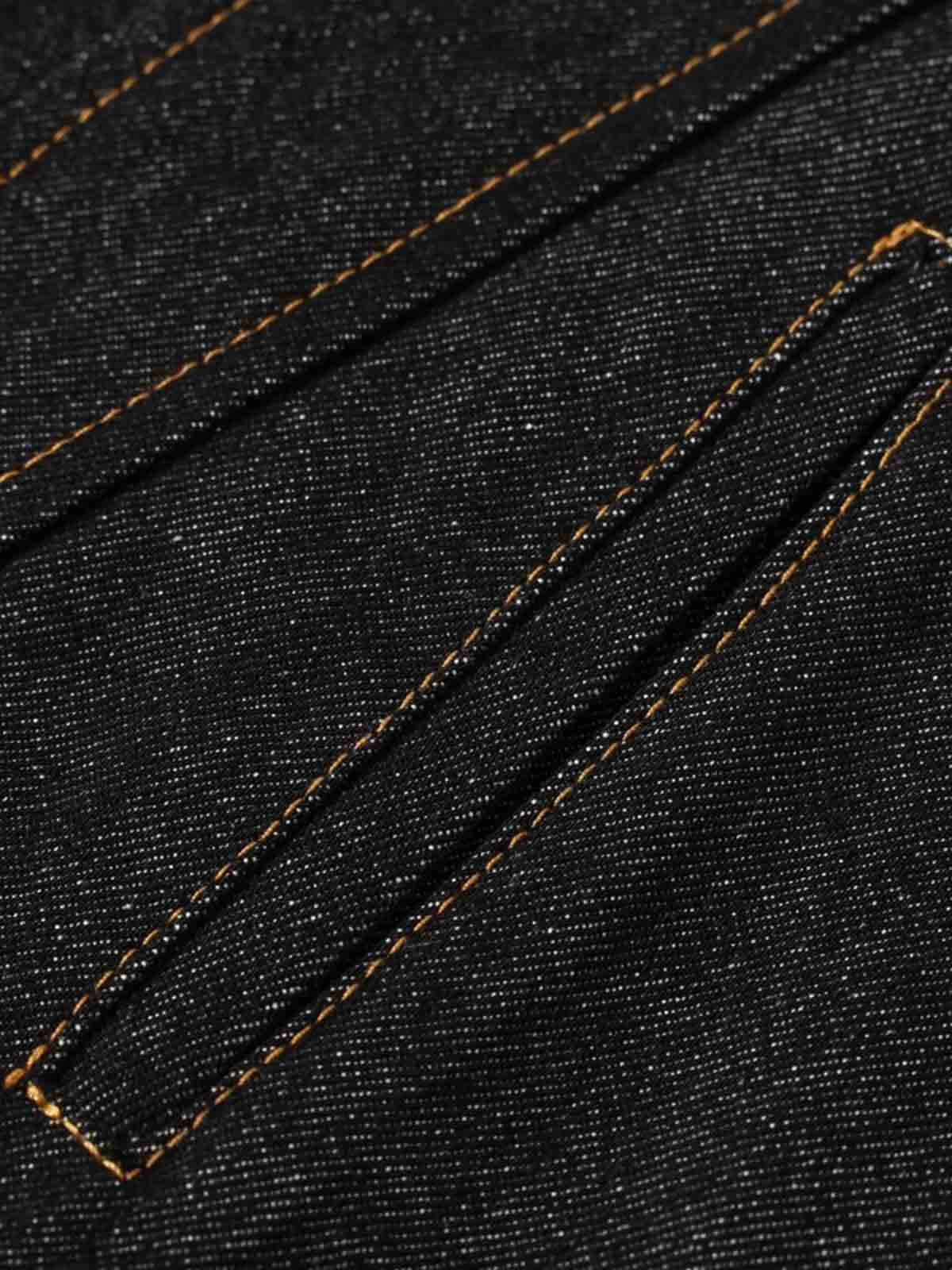 Stand Collar Clasp Detail Denim Jacket; Black / S
