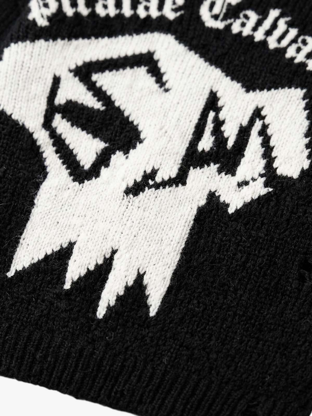 Salt Bones Skull Graphic Knit Sweater; Basic Black / S, Basic Black / M, Basic Black / L, Basic Black / XL, Basic Black / 2XL