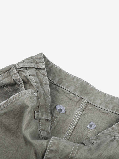 Plaid Patchwork Workwear Jeans