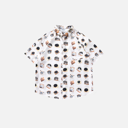 Cool Cat Print Loose Summer Shirt