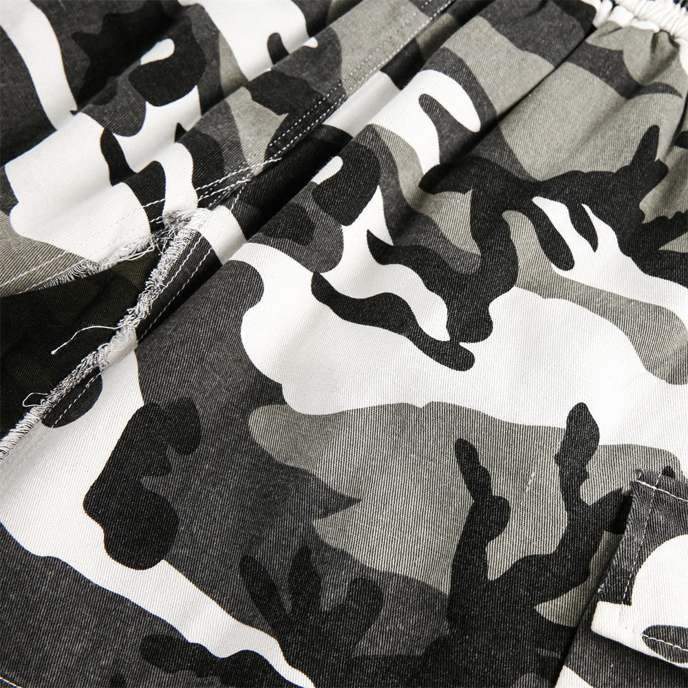 Rugged Camo Distressed Shorts