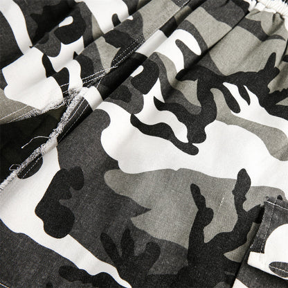Rugged Camo Distressed Shorts
