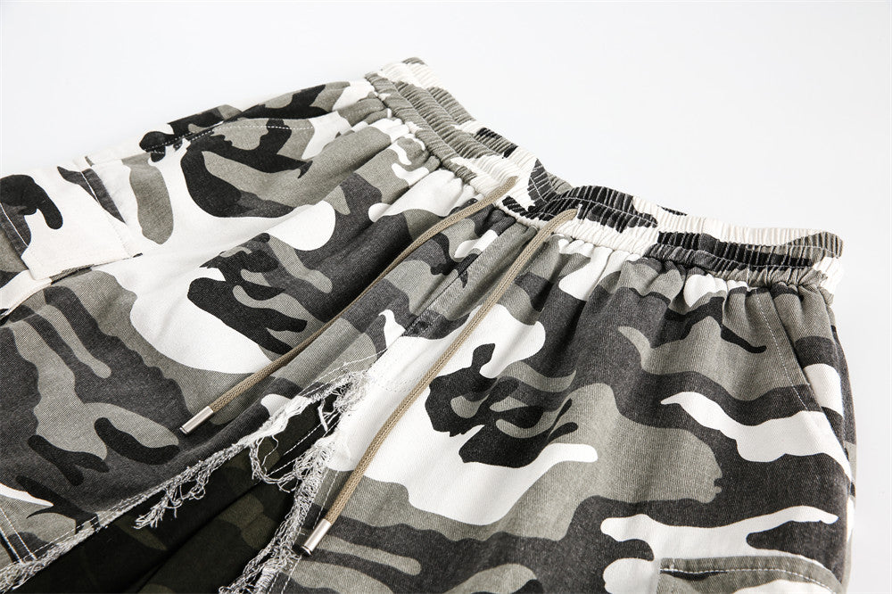 Rugged Camo Distressed Shorts